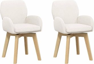 vidaXL Sillas De Comedor Giratorias 2 Uds. Boucl&eacute; Crema Vidaxl