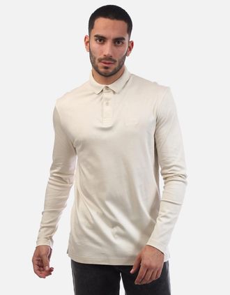 HUGO BOSS Mens Pirol Long Sleeve Polo Shirt - White - Size: 38