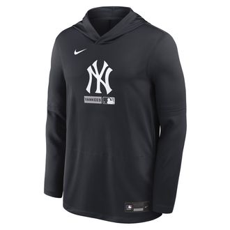 Nike New York Yankees Authentic Collection Nike Mens Dri-FIT MLB Long-Sleeve Hooded Top in Blue | 03B94FANK-S9Q