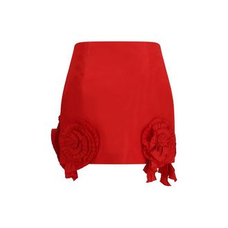 Blumarine Floral Appliqu&eacute; Crepe Mini Skirt - Red