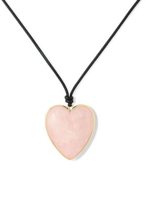 Jennifer Fisher Heart Pendant Cord Necklace in Rose Quartz at Nordstrom