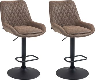 HOMCOM Bar Stools Set Of 2 - Adjustable Bar Chairs 360&deg; Swivel For Kitchen Coffee | TJ Hughes