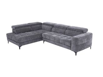 Vente-Unique Sof&aacute; rinconera izquierda relax el&eacute;ctrico con asiento deslizante de tela antracita MONISO