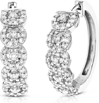 Vir Jewels 1 cttw Lab Grown Diamond Hoops Earrings in Sterling Silver With Hidden Post For Women