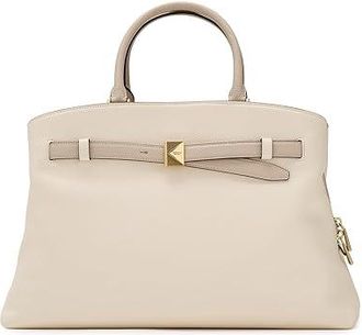 Kate Spade New York Deco Colorblocked Pebbled Leather Large Satchel Satchel Womens Handbags Cashew Milk