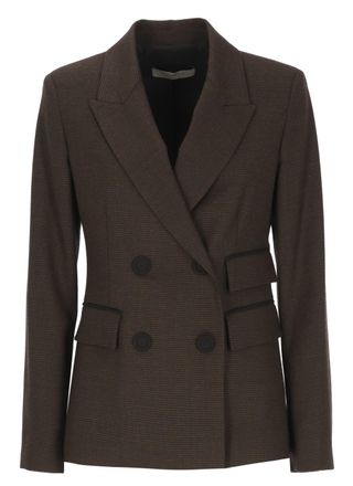 D.exterior Brown Pied De Poule Peak Lapel Wool Blazer