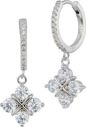 Savvy Cie Jewels Cubic Zirconia Grid Drop Hoop Earrings in White at Nordstrom Rack
