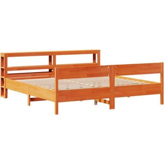 vidaXL Vidaxl - Cama Sin Colch&oacute;n Madera Maciza De Pino Marr&oacute;n Cera 200x200 Cm