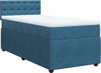 vidaXL Cama Box Spring Con Colch&oacute;n Terciopelo Azul 90x200 Cm Vidaxl