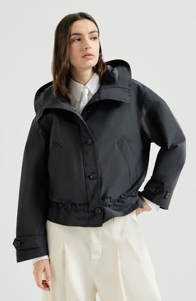 Brunello Cucinelli Taffeta outerwear jacket with monili in Blue at Nordstrom, Size 48 It