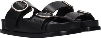 Jil Sander Womens Black Leather Slippers
