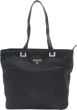Prada Black Nylon Leather Tote Bag (Pre-Owned)