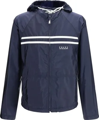 Prada Mens Oversize Re-Nylon Jacket Blue-White Padded & Down Blue/white