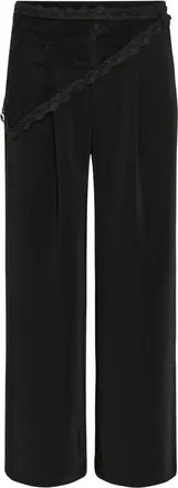 Cream Pantaloni Crbine con Cintura in Pizzo - - Trousers - Donna - Nero - L