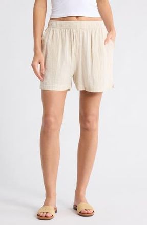 Caslon Cotton Gauze Shorts in Beige Rainy Day at Nordstrom Rack, Size X-Large