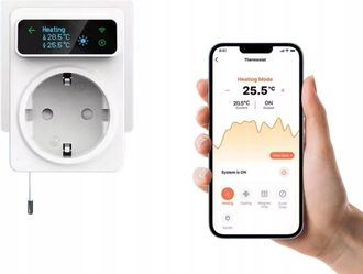 OEM Termostato Inteligente Wifi Lcd Tuya Con Enchufe, Termorregulador Con 2 Sondas Incluidas De 300 Cm