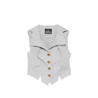 Vivienne Westwood Meryl Pinstripe Buttoned Sleeveless Waiscoat