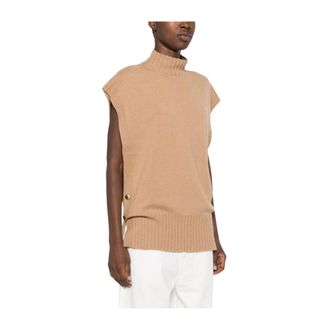 Twinset Vest met wol en kasjmier - Dames - Coltruien - Bruin - M - Wol - Truien & Vesten