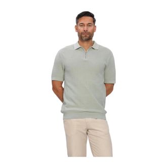 Selected Slhcran SS Knit Structure Zip Polo Noos - Heren - Tops - Groen - Maat: XL