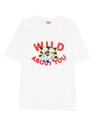 Kenzo White T-Shirt In Cotton With Print