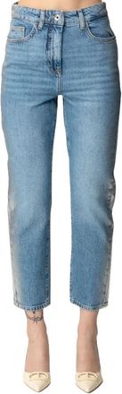Patrizia Pepe Straight Leg Foil Jeans - Dames - Cropped Jeans - Blauw - W29 - Katoen - Jeans