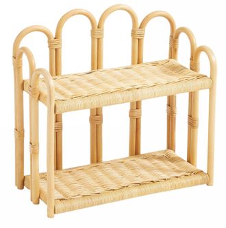 Nordlys Hanging 2-Tier Natural Rattan Storage Shelf in Brown