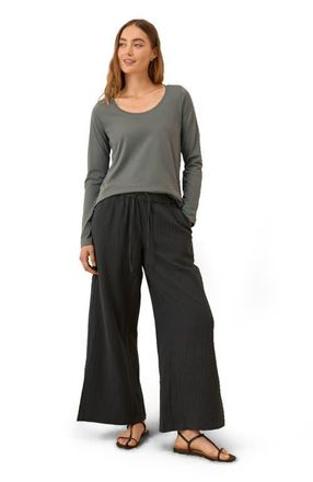 Pact Organic Cotton Softspun Long Sleeve Scoop Neck Tee in Castor Green at Nordstrom, Size Small