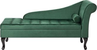 Beliani Beliani - Chaise longue tapizado en terciopelo patas negras espacio de almacenaje glamuroso derecho verde oscuro Pessac