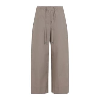 Max Mara Wide Trousers, female, Beige, XS, Neutral Cotton Trousers for Women