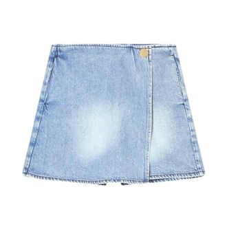 A|X Armani Exchange Denim Skirts, female, Blue, Size: 2XS Frayed Hem Denim Shorts