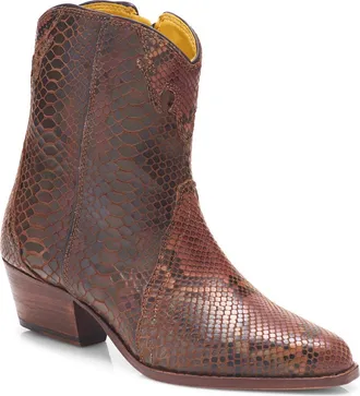 Free People New Frontier Western Bootie in Snake Print Leather at Nordstrom, Size 8.5Us
