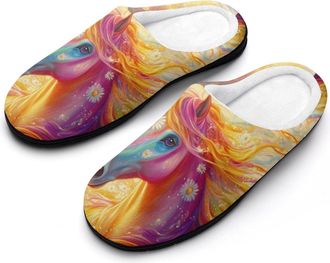 Generic Farmhouse Horse Daisy Mens Slippers Comfortable And Non-slip Cotton Slipper Shoe for House