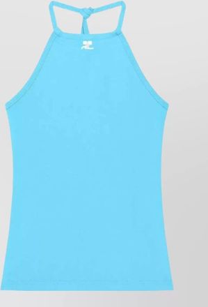 Courr&egrave;ges tie back halter neck tank top