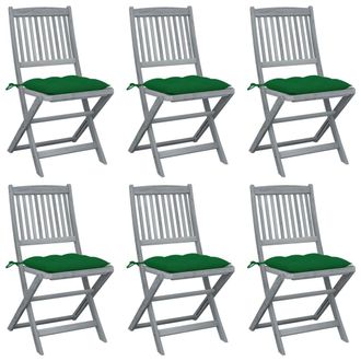 vidaXL Sillas De Jard&iacute;n Plegables 6 Uds Cojines Madera Maciza Acacia Vidaxl