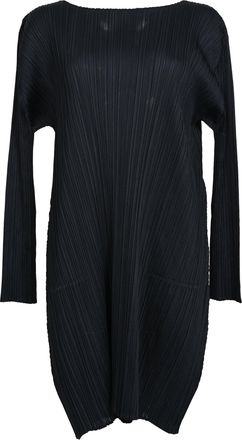 Issey Miyake Pleats Please Midi Dress in Black Polyester