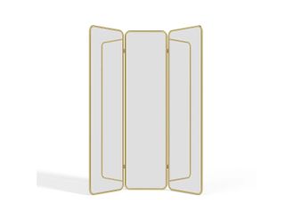Vente-Unique Paravento Specchio 3 Pannelli L. 146 X H. 180 Cm In Metallo Dorato - Miroly