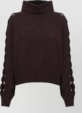 D.exterior wool cashmere high neck long sleeve ribbed sweatshirt