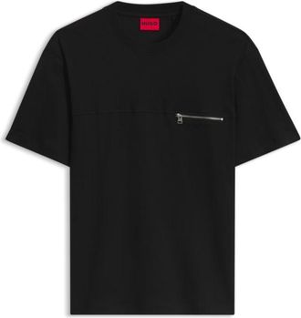 HUGO BOSS Relaxed-fit T-shirt in cotton with zippered chest pocket