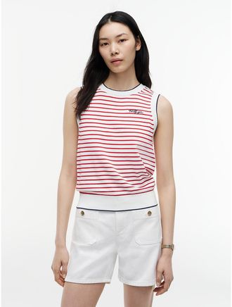 Tommy Hilfiger Womens Hilfiger Script Striped Sweater Vest - Primary Red - XXL