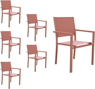 Happy Garden Happy Garden - Lote De 6 Sillas De Aluminio Terracota - Textil&egrave;ne Terracotta