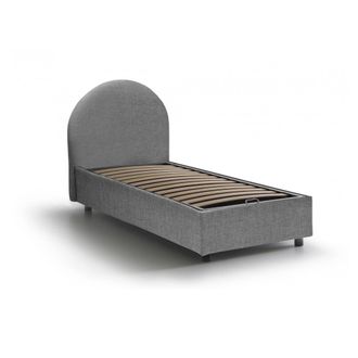 Dmora Dmora - Cama Individual Daim, Cama Contenedor Con Revestimiento De Tela, 100% Made In Italy, Apertura Frontal, Adecuado Para Colch&oacute;n Cm 80x190, Gris