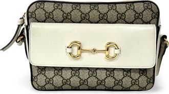 Gucci Horsebit 1955 Flap Pocket Camera Gg Coated Canvas And Leather Beige Canvas Handbag (Pre-Owned)