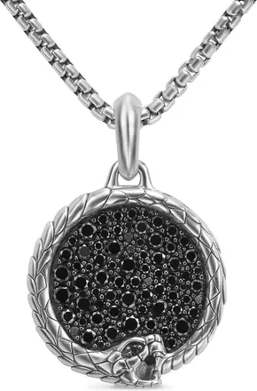 David Yurman Pendente Cairo Ouroboros in argento sterling con diamanti (25mm)