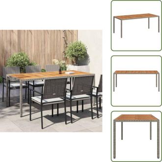 vidaXL The Living Store Tavolo Giardino 190x90x75 cm Polyrattan Legno di Acacia Grigio - Polyrattan