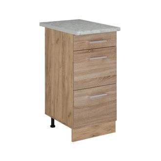 Vicco Mueble Bajo De Cocina R-line, Sonoma, 40 Cm Con Cajones, M&aacute;rmol Ap