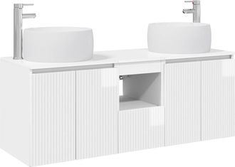 vidaXL Juego De Muebles De Ba&ntilde;o 3 Uds. Blanco Brillante Vidaxl