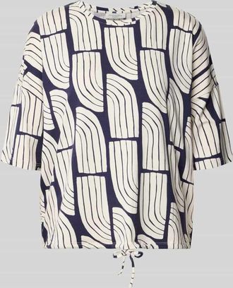 Christian Berg T-Shirt aus Viskose-Elasthan-Mix im Allover-Look in Dunkelblau, Gr&ouml;&szlig;e XXL