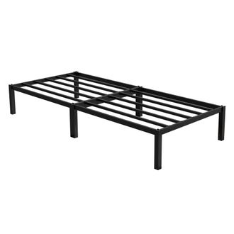 ML Design Ml-design - Cama De Estructura Metalica 90x200 Cm Sobre Marco De Acero Inoxidable Con Somier Color Negro Amplio Espacio De Almacenamiento Mueble Dise&ntilde;
