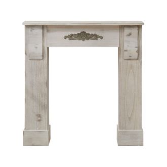 Mobili Rebecca Mobili Rebecca - Rebecca Mobili Chimenea Decorativa Adornos Madera Gris Shabby 98x97x22,5
