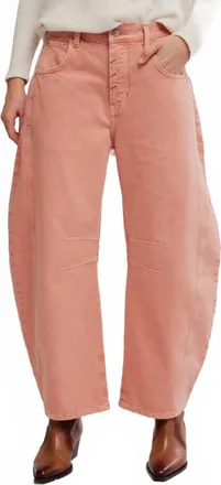 Free People Good Luck Mid Rise Barrel Jeans In Desert Petal